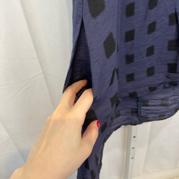 CUT LOOSE S Cowl Neck Tunic Top Sleeveless Pullover Square Patch Purple Black - Picture 7 of 12